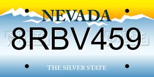 8RBV459 Nevada License Plate