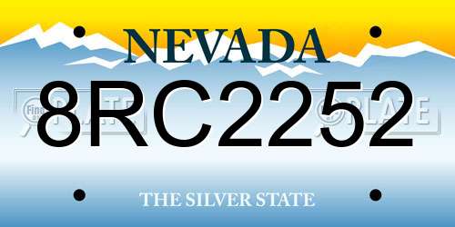 8RC2252 Nevada License Plate