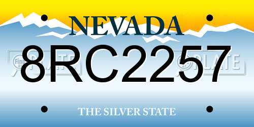 8RC2257 Nevada License Plate