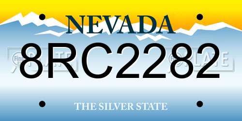 8RC2282 Nevada License Plate