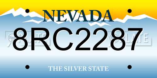8RC2287 Nevada License Plate