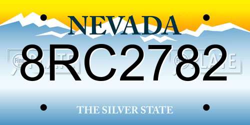 8RC2782 Nevada License Plate
