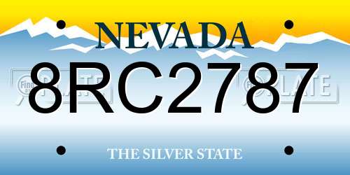 8RC2787 Nevada License Plate