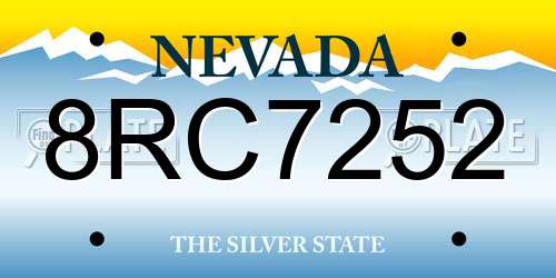8RC7252 Nevada License Plate