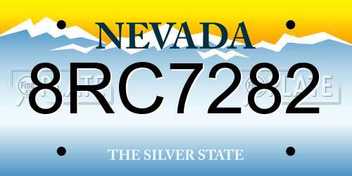 8RC7282 Nevada License Plate