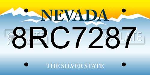 8RC7287 Nevada License Plate