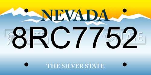 8RC7752 Nevada License Plate