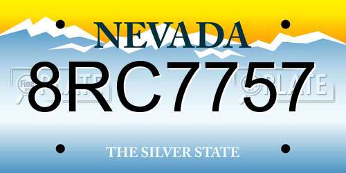 8RC7757 Nevada License Plate