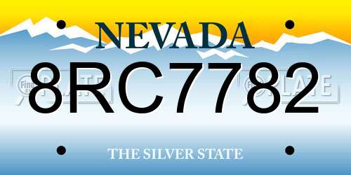 8RC7782 Nevada License Plate