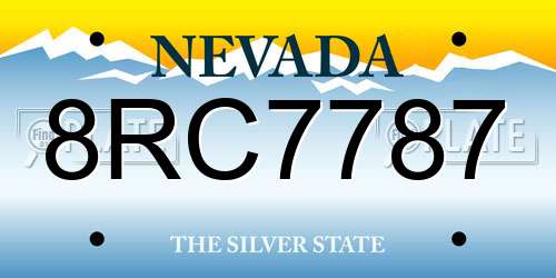 8RC7787 Nevada License Plate
