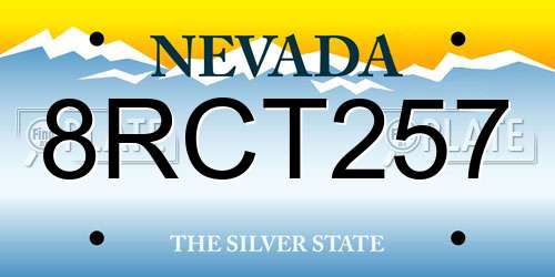 8RCT257 Nevada License Plate