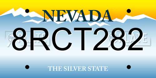 8RCT282 Nevada License Plate