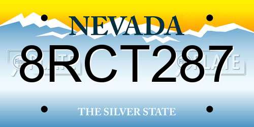 8RCT287 Nevada License Plate