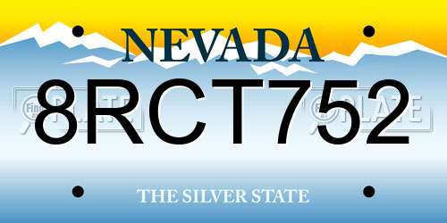8RCT752 Nevada License Plate