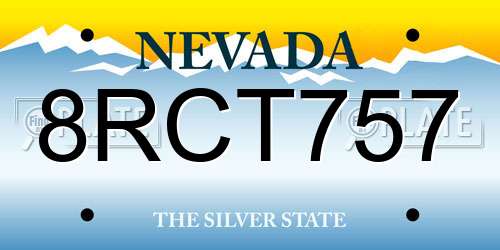 8RCT757 Nevada License Plate