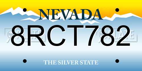 8RCT782 Nevada License Plate