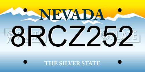 8RCZ252 Nevada License Plate