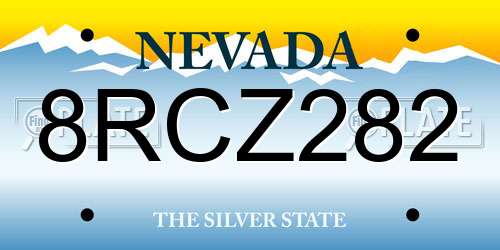 8RCZ282 Nevada License Plate
