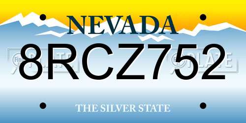 8RCZ752 Nevada License Plate