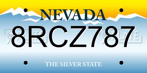 8RCZ787 Nevada License Plate
