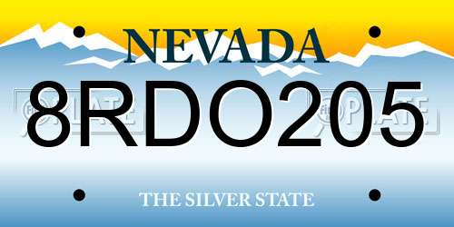 8RDO205 Nevada License Plate