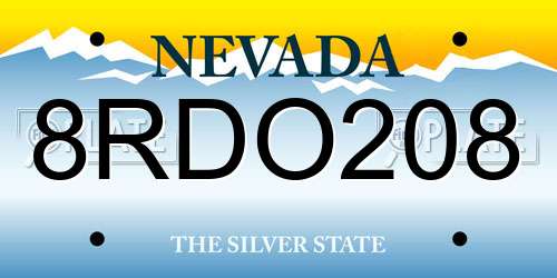 8RDO208 Nevada License Plate