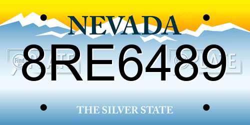 8RE6489 Nevada License Plate