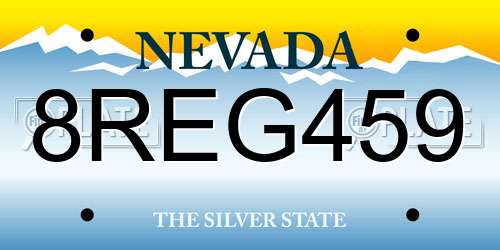 8REG459 Nevada License Plate