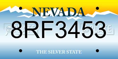 8RF3453 Nevada License Plate