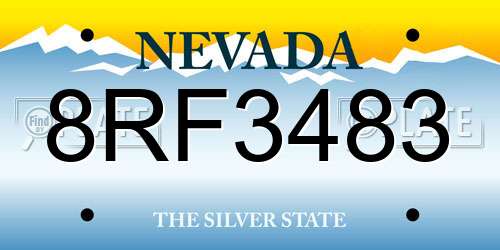 8RF3483 Nevada License Plate