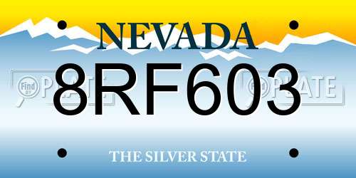 8RF603 Nevada License Plate