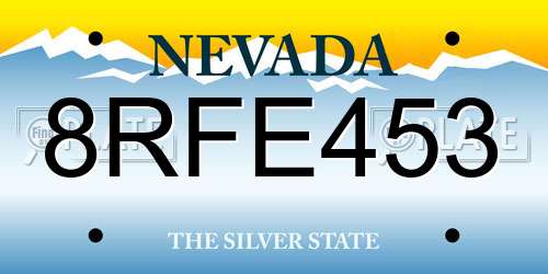8RFE453 Nevada License Plate