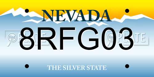 8RFG03 Nevada License Plate