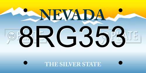 8RG353 Nevada License Plate