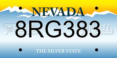 8RG383 Nevada License Plate