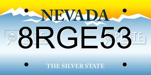 8RGE53 Nevada License Plate