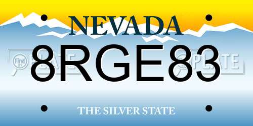 8RGE83 Nevada License Plate