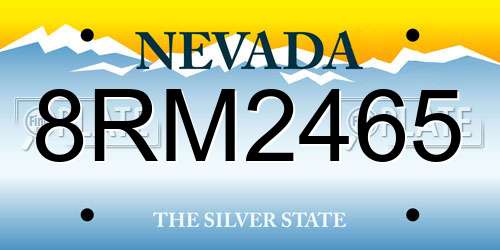 8RM2465 Nevada License Plate