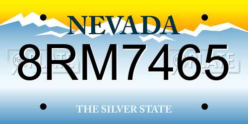 8RM7465 Nevada License Plate