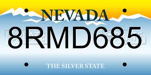 8RMD685 Nevada License Plate