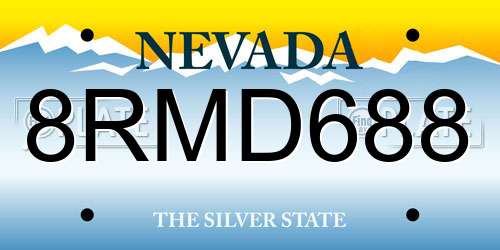 8RMD688 Nevada License Plate