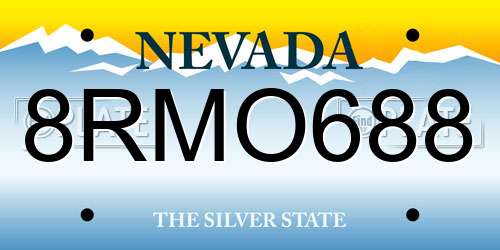 8RMO688 Nevada License Plate