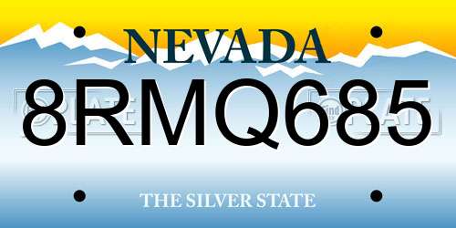 8RMQ685 Nevada License Plate