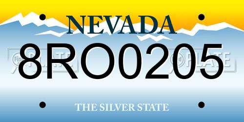 8RO0205 Nevada License Plate