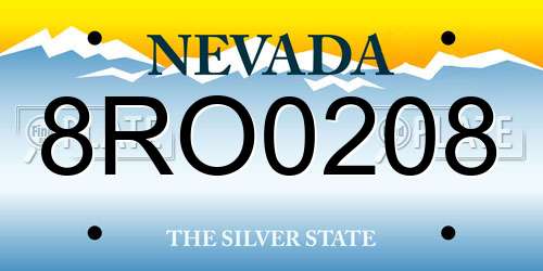 8RO0208 Nevada License Plate