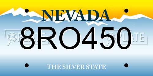 8RO450 Nevada License Plate