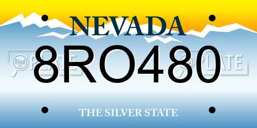 8RO480 Nevada License Plate