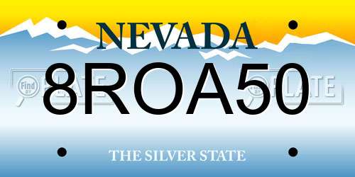 8ROA50 Nevada License Plate