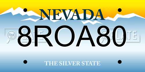 8ROA80 Nevada License Plate