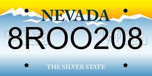 8ROO208 Nevada License Plate